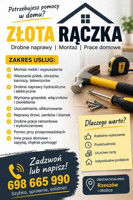 Ulotka Złota Rączka Rzeszów – zakres usług